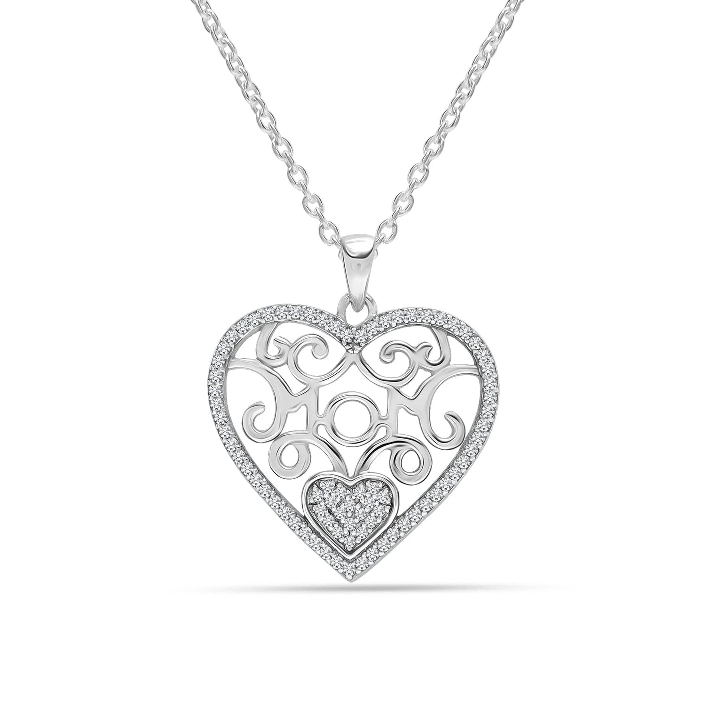 925 Sterling Silver Jewelry Dainty Two-Tone Heart Pendant Necklace with Cable Chain for Teen Women 18+2" Inch